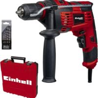 Einhell Schlagbohrmaschine Set für Bohren und Schlagbohren, 13 mm Schnellspannbohrfutter, Drehzahl Elektronik und 5-tlg. Bohrer Set für Beton