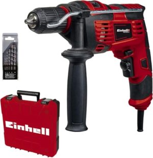 Einhell Schlagbohrmaschine Set für Bohren und Schlagbohren, 13 mm Schnellspannbohrfutter, Drehzahl Elektronik und 5-tlg. Bohrer Set für Beton