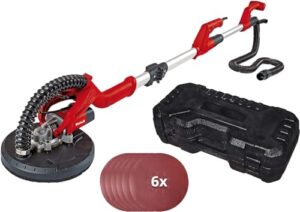 Einhell Trockenbauschleifer TC-DW 225, 600W Motor, 1500 Umdrehungen pro Minute, 225mm Schleifschliff, Teleskopstiel, Klett-Schleifteller, 6x Schleifscheiben