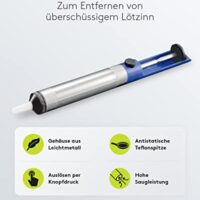 Antistatische Entlötpumpe zum Entfernen von Lötüberzügen, Entlötsaugpumpe mit Teflonspitze und Leichtmetallgehäuse für professionelle elektronische Reparatur