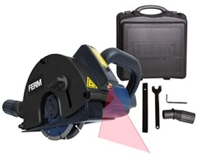 FERM WSM1009 Mauernutfräse Schlitzfräse 1700 Watt mit zwei Diamantscheiben 125 mm, Laserführung und Staubabsaugungsadapter