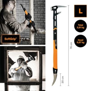 Das Fiskars Abbruchwerkzeug IsoCore L ist ein robuster und leistungsfähiges Werkzeug für eine Vielzahl von Abbrucharbeiten. Es besteht aus Schwarz und Orange.