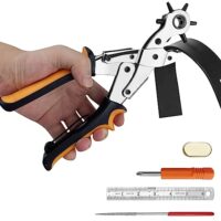 Hohe Qualität und Sicherheit: Manganstahl Lochzange mit 6 Fach Lochern für Leder, Gürtellochzange, Papier Gürtel, Belt Hole Puncher, Lochstanzer, Revolverlochzange