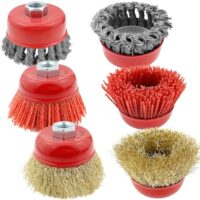 Metallpoliereinigung, Topfbürsten Winkel-Schleifer Set, 75mm, Nylon Metall Stahldraht