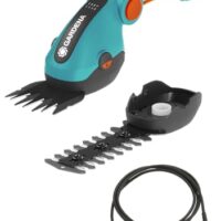 Gardena Akku Gras und Strauchschere ComfortCut Li Rasenkantenschere und Strauchschneider mit abwinkelbarer Komforthandgriff und LED Anzeige für effektive Rasenpflege