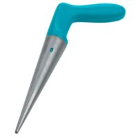 Gartengerät zum Pflanzen von Anzucht-Setzlingen, handlicher Pflanzlochbohrer mit rostfreier Metallspitze aus Zinkdruckguss