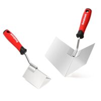 Eckenkelle Set aus Edelstahl mit weichem Griff, ideal für Gipsarbeiten, Inneneckenkelle 126 x 100 mm und Außeneckenkelle 89 x 62 mm