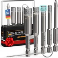 Diamantbohrer Set für harte Fliesen, 6mm Karbid-Anbohrer, Reinigungspin, Diamantkörnung nach FEPA Standard, Turbo-Kühlkern