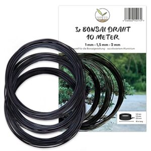 Bonsai Draht aus eloxiertem Aluminium, 30 Meter lang, ideal zum Drahten von Bäumen & Pflanzen, 3-teilig