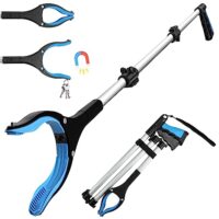Housolution 110cm Greifer, Faltbarer Greifzange für Senioren, Lange Müllzange mit Magnetspitzen & 360° Drehbarem Kopf, Aluminium Müllgreifer Greifarm für Senioren Kinder Abfallsammlung Garten