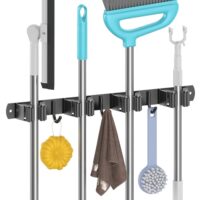 Besenhalterung Wand selbstklebend, Edelstahl Besenhalter Gerätehalter Schraubbar, Gartengerätehalter, Besen Mop Halter ohne Bohren
