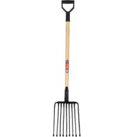 Professionelle Harke für Kartoffeln und Rüben aus Stahl mit D-Griff, Forke mit Holzstiel, Harke, Steingabel, Mistgabel, Gabel für Kartoffeln