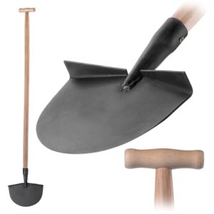 Rasenkantenstecher mit langem Holzstiel und gehärtetem Stahlblatt, Gartengerät zur Präzisen Abtrennung von Rasenkanten