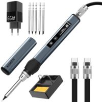 Kompakter Lötkolben mit USB-C-Anschluss, 80-420°C Temperaturregelung und digitalem Display für schnelle und präzise Reparaturen und Projekte