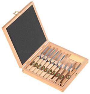 Holzbearbeitung Werkzeugset 11-teilig inkl. Abziehstein, hochwertige Spezial-Werkstahl, Härte Hrc 61, ideal für Anfänger und Fortgeschrittene