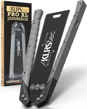 Hochwertige Japansäge mit beidseitigem Sägeblatt aus Karbonstahl, Klappbar und ergonomischer TPU-Grip für präzise Arbeit auf Zug bei Holz- und Kunststoffbearbeitung