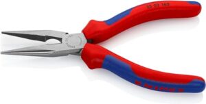 KNIPEX Flachrundzange mit Schneide, Radiozange, schwarz, atramentiert, Werkzeug für feinere Greif- und Schneidarbeiten, Comfort-Griffe