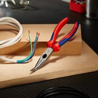 KNIPEX 26 22 200 Flachrundzange mit Schneide, Storchschnabelzange, Comfort-Griff, schwarz atramentiert, 200 mm