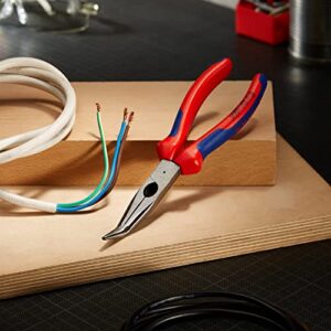 KNIPEX 26 22 200 Flachrundzange mit Schneide, Storchschnabelzange, Comfort-Griff, schwarz atramentiert, 200 mm