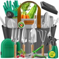 10-teiliges Gartenwerkzeug Set mit ergonomischen Holzgriffen, inkl. wasserdichte Tasche und verschiedenen Werkzeugen für die Gartenarbeit