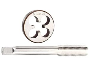 Gewindebohrer und Schneideisen Set für DIY-Händler, M12 x 1,25 mm Gewindebohrer und Rundgewindebohrer für Rechtshänder