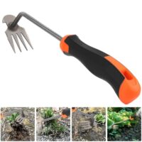 MOKIDO Unkraut Entferner Gerät für Gartenarbeit, Hand-Unkrautstecher mit Stiel, 4 Zähne Gartenkralle, Draussen Gartengeräte