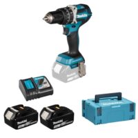Makita Akku-Schlagschrauber 18V mit 5,0Ah Batterie, zwei Akkus und Ladegerät im MAKPAC, blau und silber