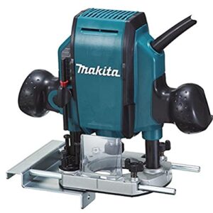 Hochwertige Makita RP0900J Oberfräse mit 900 Watt Leistung für professionellen Einsatz in der Holzbearbeitung