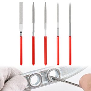 Mini Diamant Feilenset, Nadelfeilen Set Metall 5 Stück, Mini Diamond Files Set für Polieren