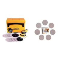 Exzenter-Schleifer Schleifmaschine mit Absaugung für Ø 125 & 150mm Schleifpapier, Mirka Abranet Netzschleifscheiben Ø 150mm Klett, Mix-Pack 5x jede Körnung