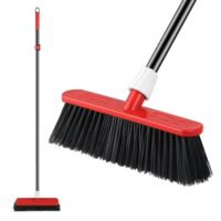 Gartenbesen für schwere Aufgaben mit Teleskopstiel, Straßenbesen mit Steifen Borsten für die Reinigung von Gärten, Straßen, Höfen, Terrassen und Einfahrten