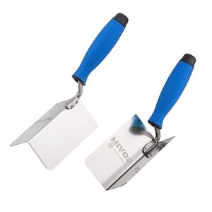Eckenkellen Set für Innenecken und Außenecken, 2 x Kantenkelle aus rostfreiem Edelstahl mit Softgriff, für Innen- und Außenarbeiten, Blau