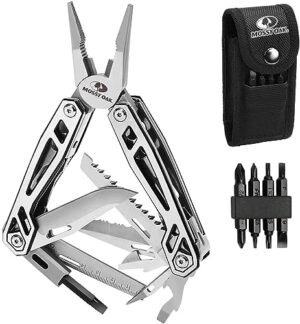 Multifunktionale Zange mit 21 Funktionen, ideal für Gartenarbeit, Camping und Handwerken, inklusive tragbarer Tasche