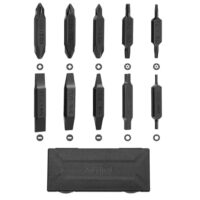 Bit-Set mit 10 doppelendigen Schraubendreher-Bits für Multi-Tools, Pocket Tool E1 und Flaggschiff Captain. Schlitz-, Kreuzschlitz-, Sechskant- und Torx-Bits mit Aufbewahrungskoffer.