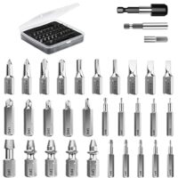 Nuovoware Schraubenausdreher Set, 33 Teile Easy Out Broken Screw Extractor Kit, HSS Broken Schrauben Entferner Set mit Magnetischem Verlängerungsbithalter und Sockeladapter, Schwarz