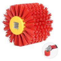 Hohe Qualität und lange Lebensdauer - Nylonbürste #240 Körnung Schleifbürste für Satiniermaschine φ19mm Borstenbürste Satinierwalze Drahtziehrad Polierbürste Schleifwalze Bürstenwalze für Holzverarbeitung Bürstenschleifer (Rot)