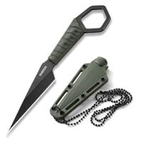Kompaktes EDC-Messer mit Scheide für Outdoor-Aktivitäten, hochwertiger 5CR13MoV Stahl, ABS-Griff und Halskette