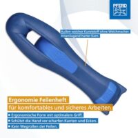 Universelle Schrupp- und Schlichtarbeiten mit der PFERD Werkstattfeile, rechteckige Form, Kreuzhieb H2 auf drei Seiten, Ergonomie-Feilenheft