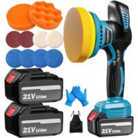 POWRIFIC 21V Akku Poliermaschine, kabellos mit 2 Akkus und 6-stufiger Geschwindigkeit für Auto und Metall