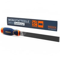 Hochwertige Flachfeile von Presch für das Feilen rechtwinkliger Werkstücke aus Metall und Holz mit Kreuzhieb H2 und Dreiseitigem Hieb
