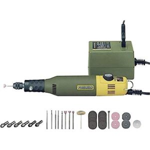 Proxxon 28515 Modellbauer- und Gravierset mit Bohr- und Fräsgerät MICROMOT 60/E, Werkzeuge für verschiedene Aufgaben wie Gravieren, Polieren, Bürsten und Trennen