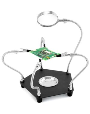 Dritte Hand Lötstation mit 3-facher Lupe und flexible Arme für Elektronik, Schmuck, Kunsthandwerk und mehr