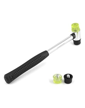 Gummihammer, 25 mm Doppelkopfhammer mit 2 Ersatz-Hammerköpfen, rutschfestem Gummigriff für Holz, Kunststoff, Leder, Schmuck, Kunsthandwerk Werkzeug