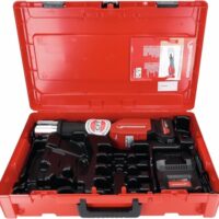 Elektrohydraulische Pressmaschine mit konstanter Presskraft und schneller Pressezit für professionelle Anwendungen. Perfekt geeignet für Installationsarbeiten, MSR-Systeme und Fitting-Verpressung.