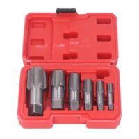 Hochwertiges 6-teiliges Rohrgewindebohrer-Set für PVC-Rohre und Stahlrohre. Das Set enthält NPT-Gewindebohrer in verschiedenen Größen, ideal für das Reinigen oder Wiedereinfärden von verstopften oder beschädigten Rohrleitungen.