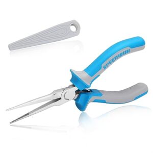 Mini-Nadelzange für Schmuckherstellung, feine Spitzen, Langnasen-Fischereizange mit gezackter Backe, Dünne Nadelzange, Lange Nadelzange, Schutzhülle für Drahtschleifen und Perlen