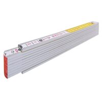 Klassischer Zollstock für Heimwerker und Handwerker, 2 Meter lang, weiße/gelbe Schnellablese-Skala, Winkelfunktion, Meterstab aus PEFC-zertifiziertem Holz, Polyamid-Gelenke