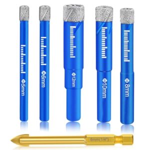 Surfou Diamantbohrer Set, Fliesenbohrer mit verschiedenen Größen und ein Hartmetallbohrer, ideal für Bohrungen in Keramik, Granit, Glas, Porzellan, Mauerwerk und Marmor.