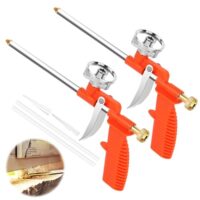 Bauschaumpistole, Schaumpistole zum Abdichten und Füllen, 2 Stück PU Bauschaumpistole mit 8 Gummidüsen, Aluminiumlegierung, präzise Drehventil aus Messing, reduziert Schaumverschwendung