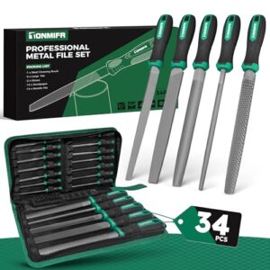 Professionelles Metallfeilen-Set in Industriequalität, Hartstahl, 5 Formen für gehärteten Stahl, Metallbearbeitungswerkzeuge mit Aufbewahrungstasche und Schleifpapieren